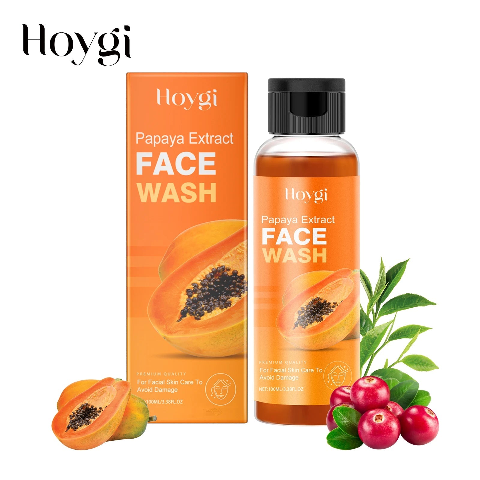 Hoygi Papaya Cleanser Gentle Exfoliating Hydrating Brightening Natural Enzyme Face Wash for Sensitive Skin All Types Halalzen