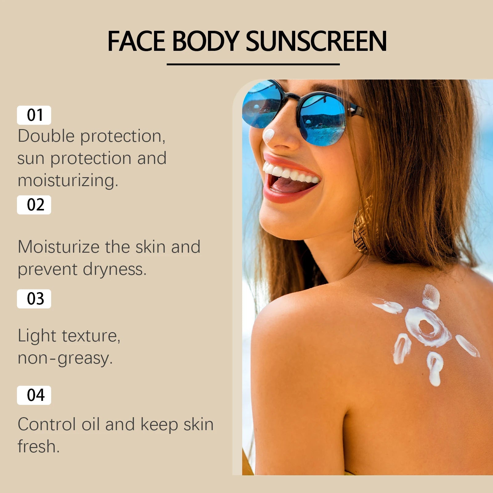 Sunscreen Cream for Face and Body Spf 50+ UV Protective Sun Block Isolation Anti Oxidant Waterproof Moisturizing Skin Sunblock Halalzen