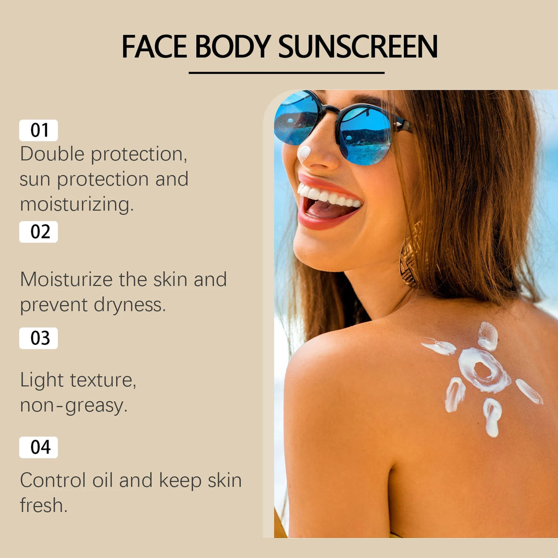 Sunscreen Cream for Face and Body Spf 50+ UV Protective Sun Block Isolation Anti Oxidant Waterproof Moisturizing Skin Sunblock Halalzen