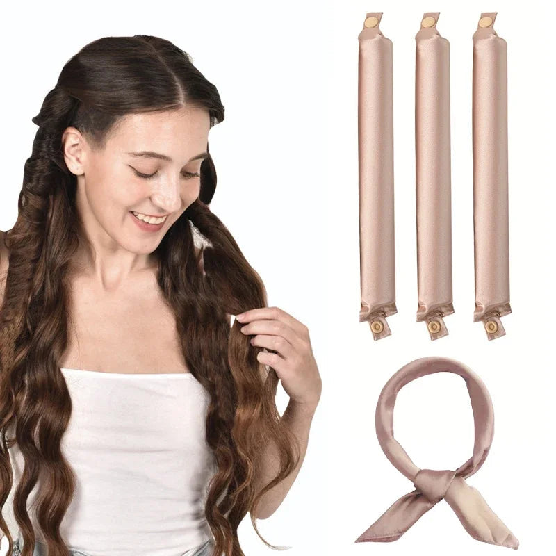 Heatless Hair Curler Curling Rod Headband No Heat Hair Rollers Satin Lazy Curls Soft Curlers Sleeping Flexi Rods Styling Tools Halalzen