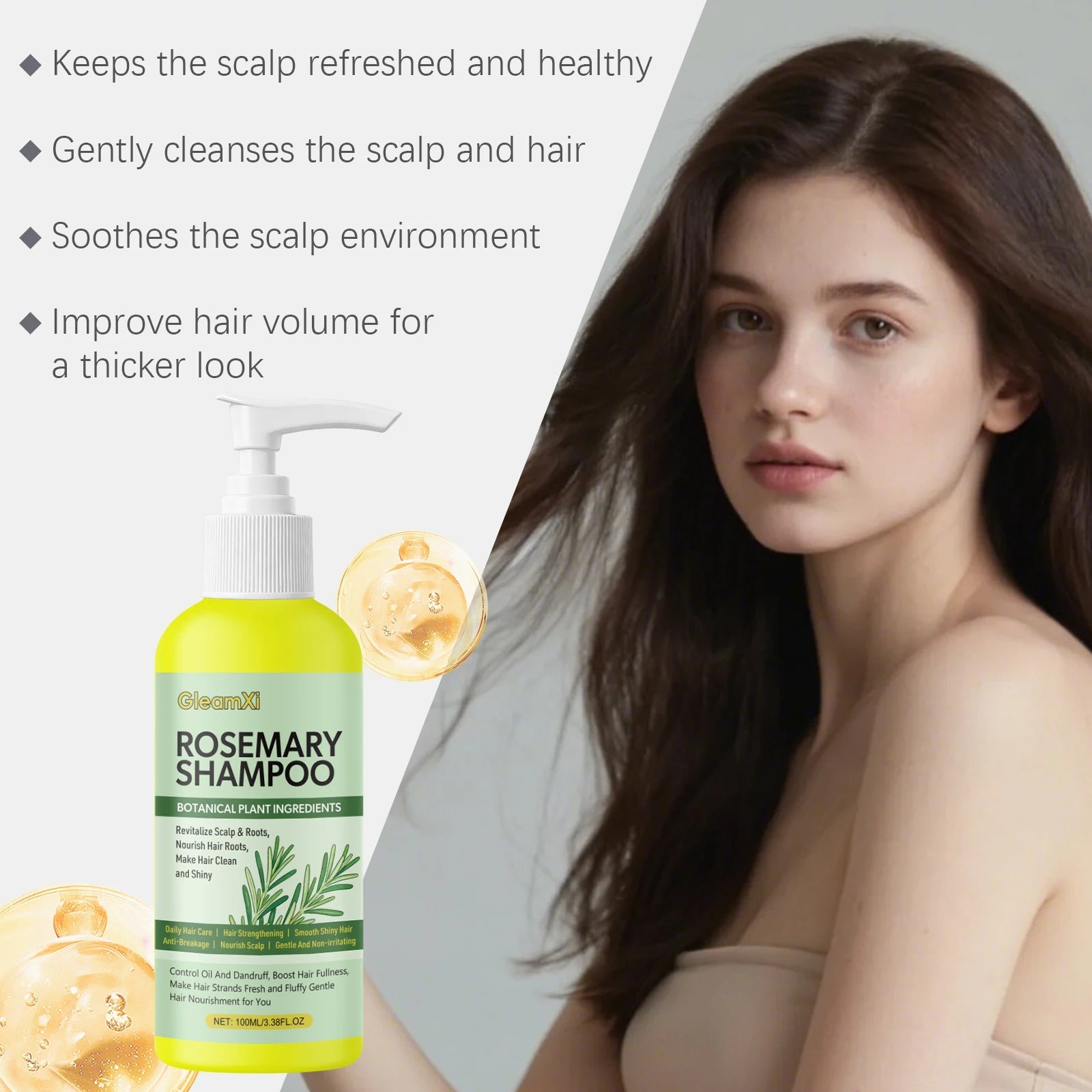 Organic Rosemary Hair Shampoo Conditioner Set For Volumizing Thickening Strengthening Oil Control Nourishes Smoothing Hair Care Halalzen