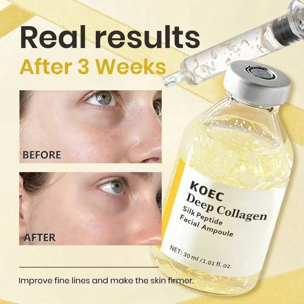 Deep Collagen Silk Peptide Facial Ampoule, Collagen Silk Peptide Facial Ampoule Serum, Dual Pentapeptide Hexapeptide Gentle Skin Essence, Improves Rough Dull Skin Texture, Practical Ladies Beauty Gift