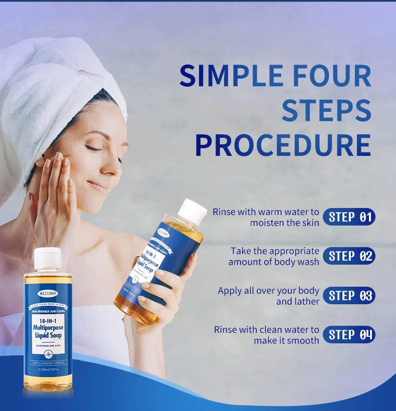 New Liquid Soap 200ml Much Foam Cleaning Care with 18-in-1 Multipurpose for Your Hair, Clothes and Other Dirty Things Halalzen