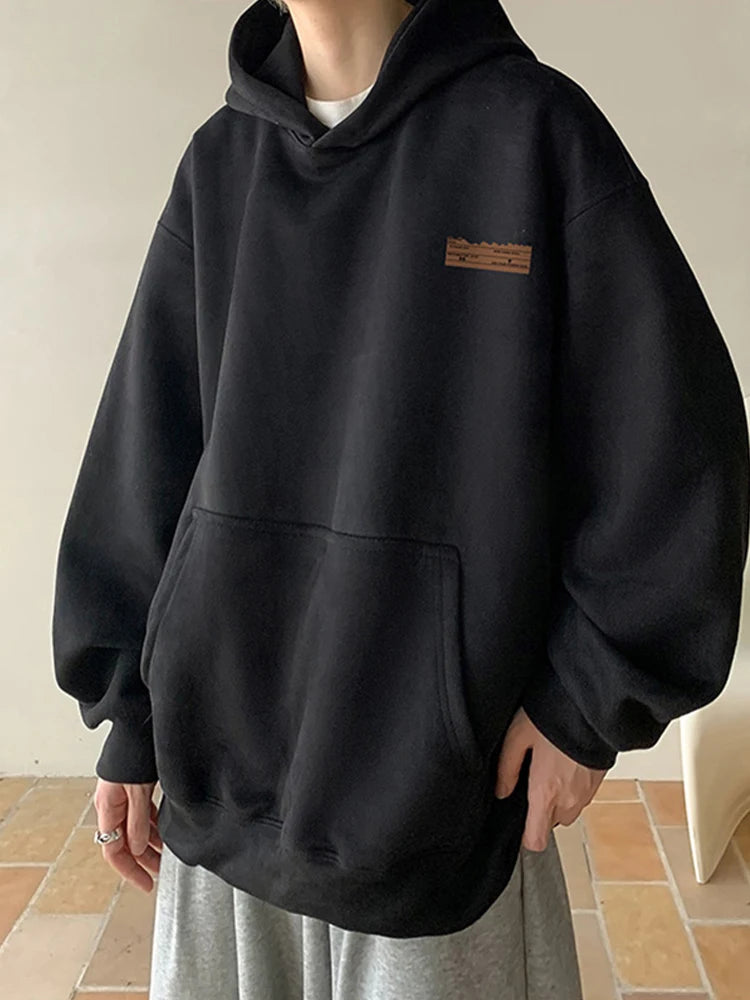 2025 New Suede Hooded Sweatshirts For Men Autumn Y2K Streetwear Printed Hoodies Hip Hop Fashion Retro Fleece Hoody Clothes