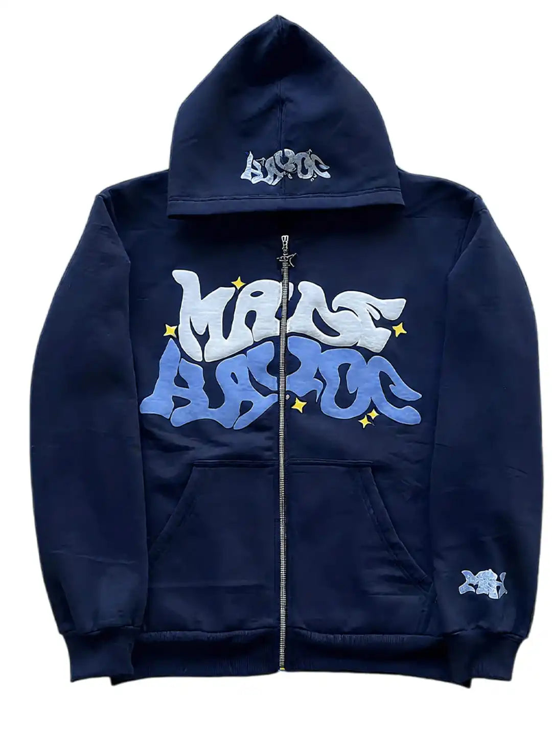 Men's Full Zip Y2K Hoodie Graphic Lettter Print Long Sleeve Fashion Jacket Hooded Sweatshirt