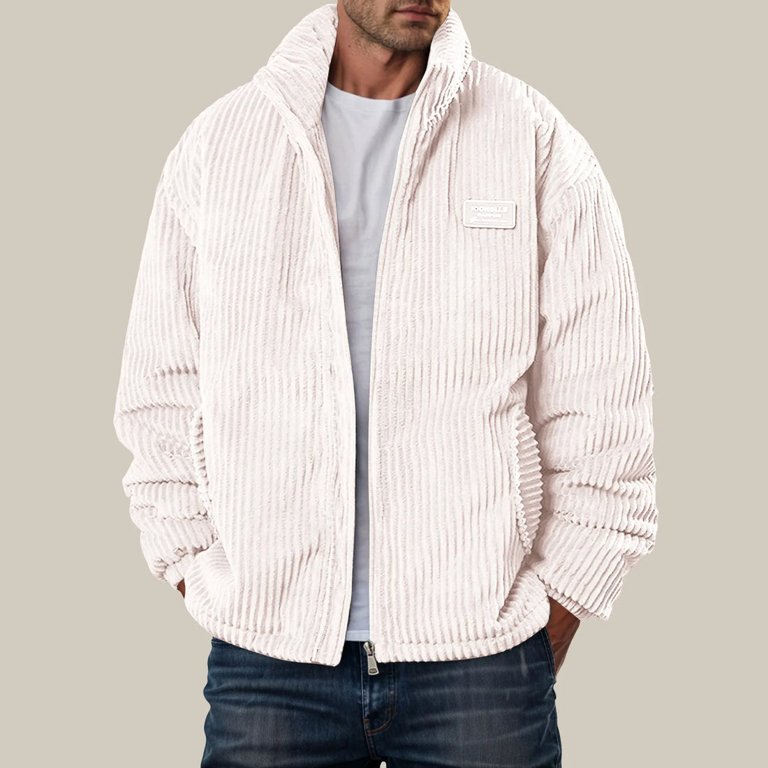 Men's Corduroy Winter Down Coat Streetwear Thick Cotton Padded Jacket Outdoor Turtleneck Zip Up Warm Quilted Parkas Men Clothing