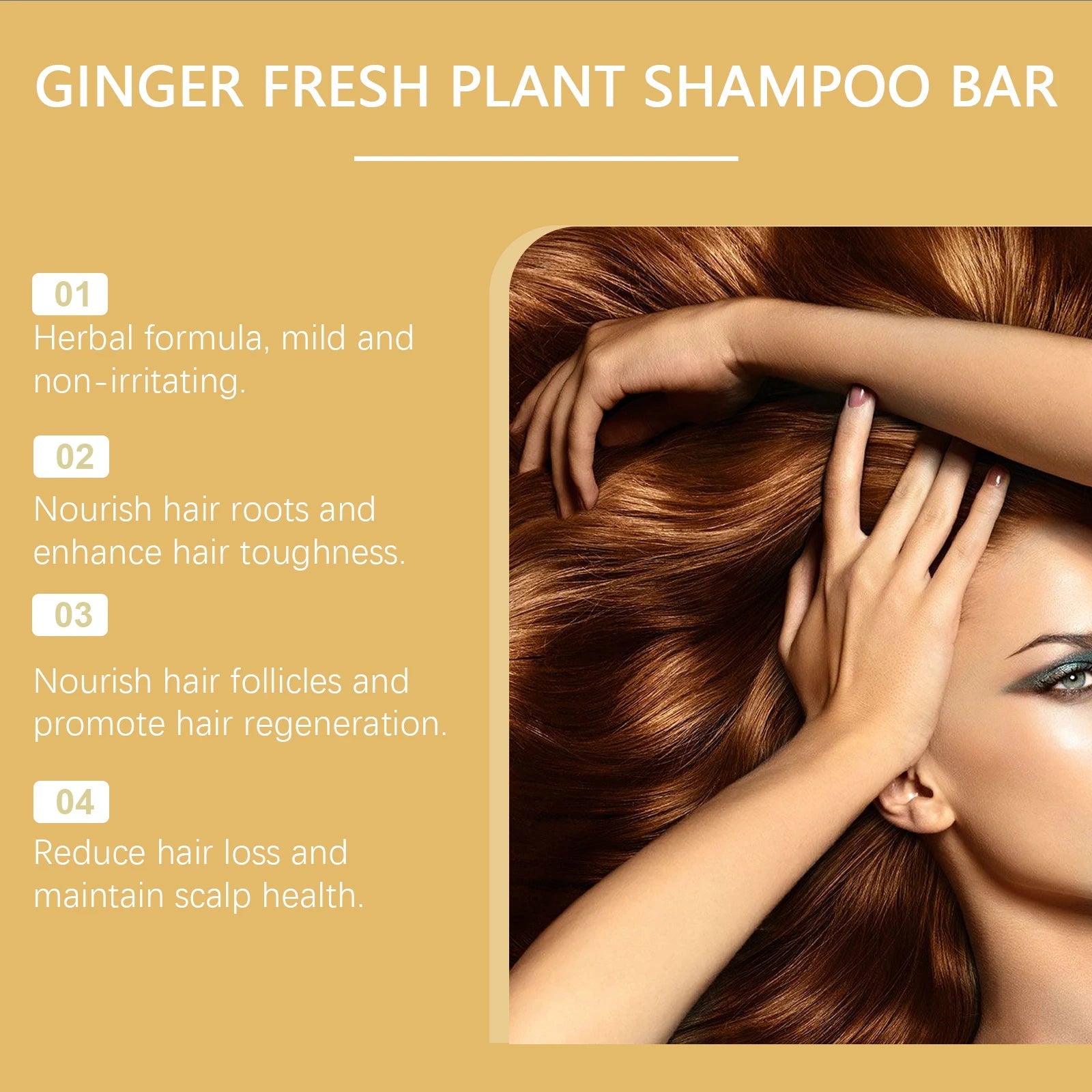 Ginger Shampoo Soap Deep Nourish Repairing Damaged Hair Roots Reduce Hair Loss Clean Dandruff Scalp Hair Shampoo Bar Hair Care Halalzen