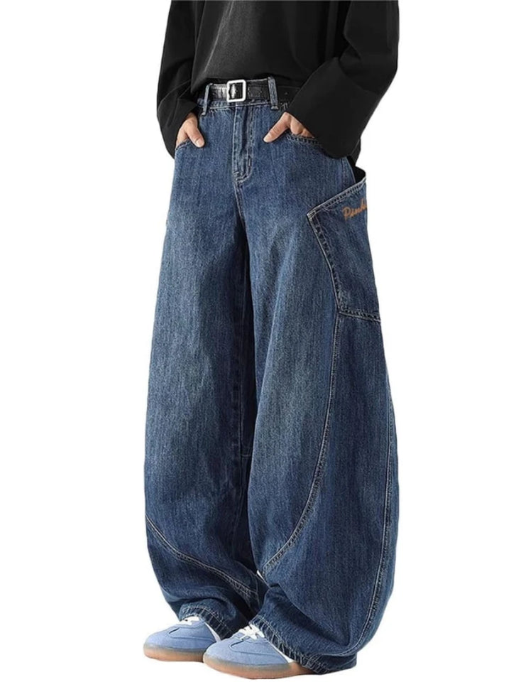 Baggy-Jeans mit weitem Bein für Herren und Damen, lockere Passform, Streetwear-Stil, Y2K-Hip-Hop-Denim-Hose