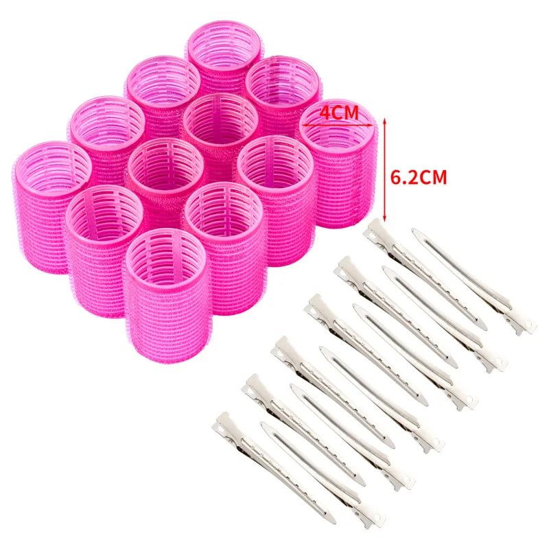 Heatless Hair Styling Kit Self-Grip Rollers with 12Pcs /18Pcs Hair Rollers and 12pcs Clips for DIY Hair Styling Easy To Use