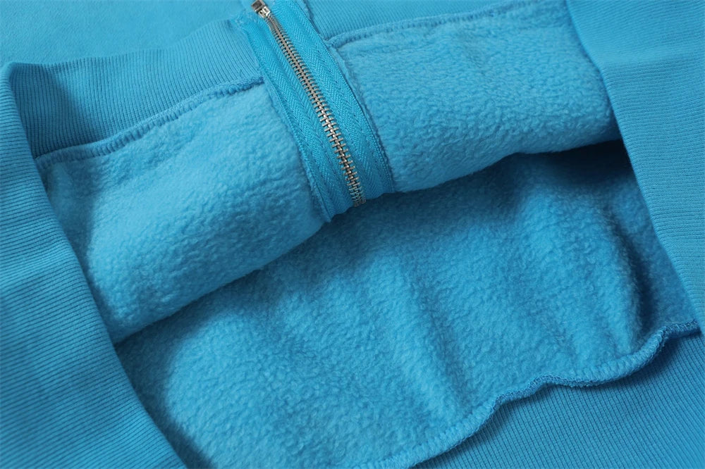 Loose Justin Bieber SKYLRK Embroidery Blue Hoodie Men Women Heavy Fabric Hooded Pullover