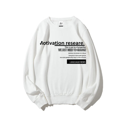Motivation Text Graphic Sweatshirt Inspirational Quote Design Stylish Casual Loose Long Sleeved Relaxing Streetwear Cloth Tops