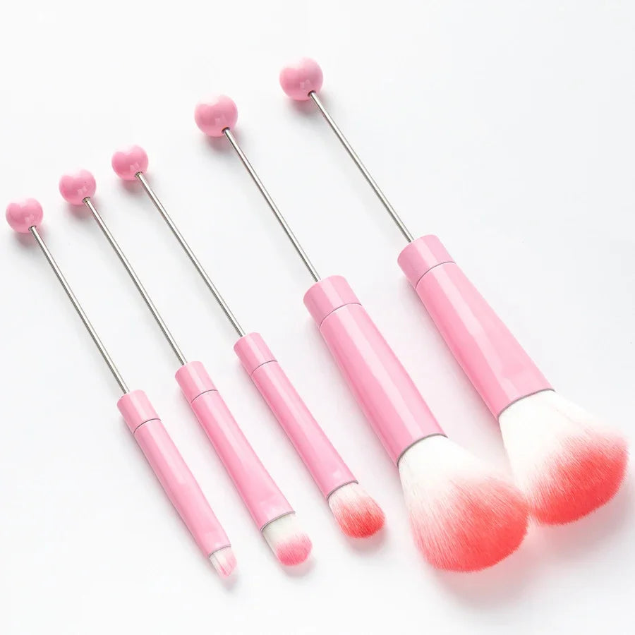 5pcs Beadable Makeup Brushes Unique Brushes Silicone Beads DIY Makeup Cosmetic Brushes Beaded Brushes Kit For DIY Halalzen
