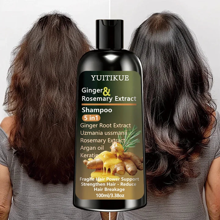 YUITIKUE Ginger & Rosemary Extract Shampoo 5-in-1: Intensive Nourish, Strengthen Hair, Reduce Breakage
