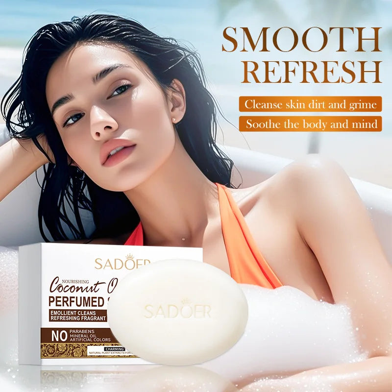 SADOER Coconut Facial Soap  Whitening Moisturizing Deep Cleansing Body Face Wash Foam Facial Cleanser Handmade Soap Skin Care Halalzen
