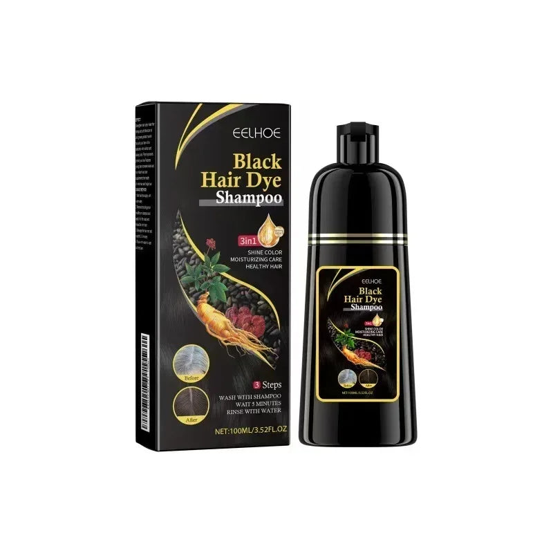 Instant Black Dye Shampoo Black Brown Hair Coloring Natural Herbal Ginseng Hair Repair Shampoo Grey White Hair Dyed Black