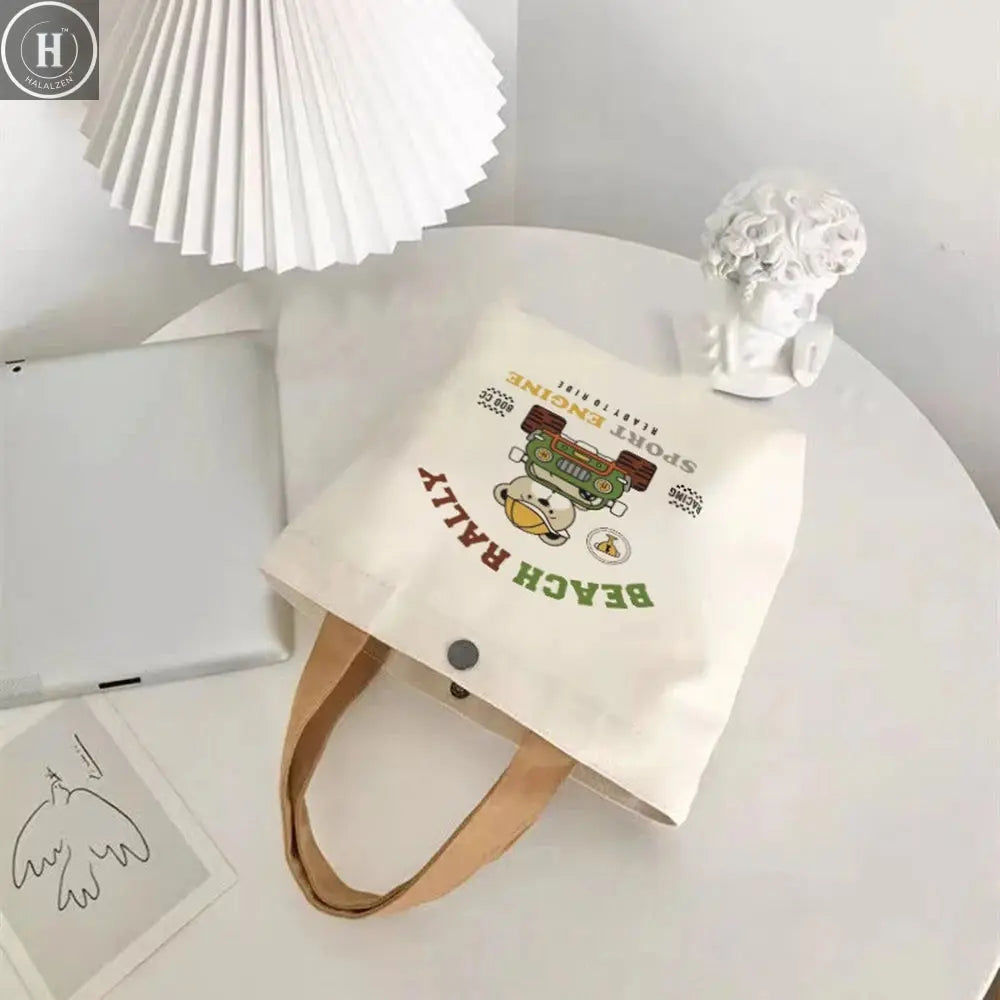 Canvas Bag Small Versatile Handbag Female Student Lunch Box Bag Simple Tote Bag Office Worker Lunch Bag Shopping Bag HALALZEN