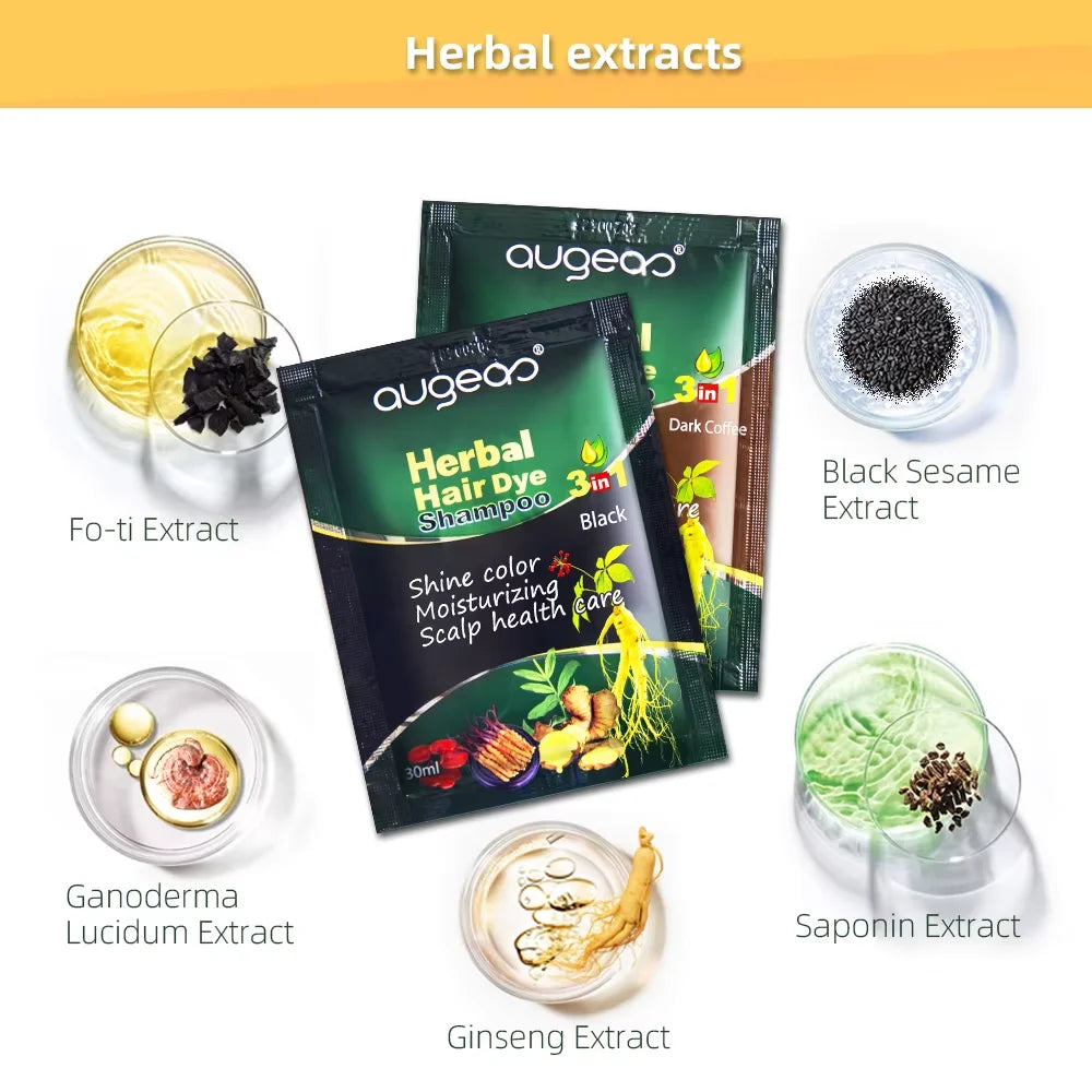3/5 PCS Hair Dye Shampoo Natural Herbal Plant Fast Dye White Grey Removal Long-lasting Hair Color Products Hair Shampoo 30 ml