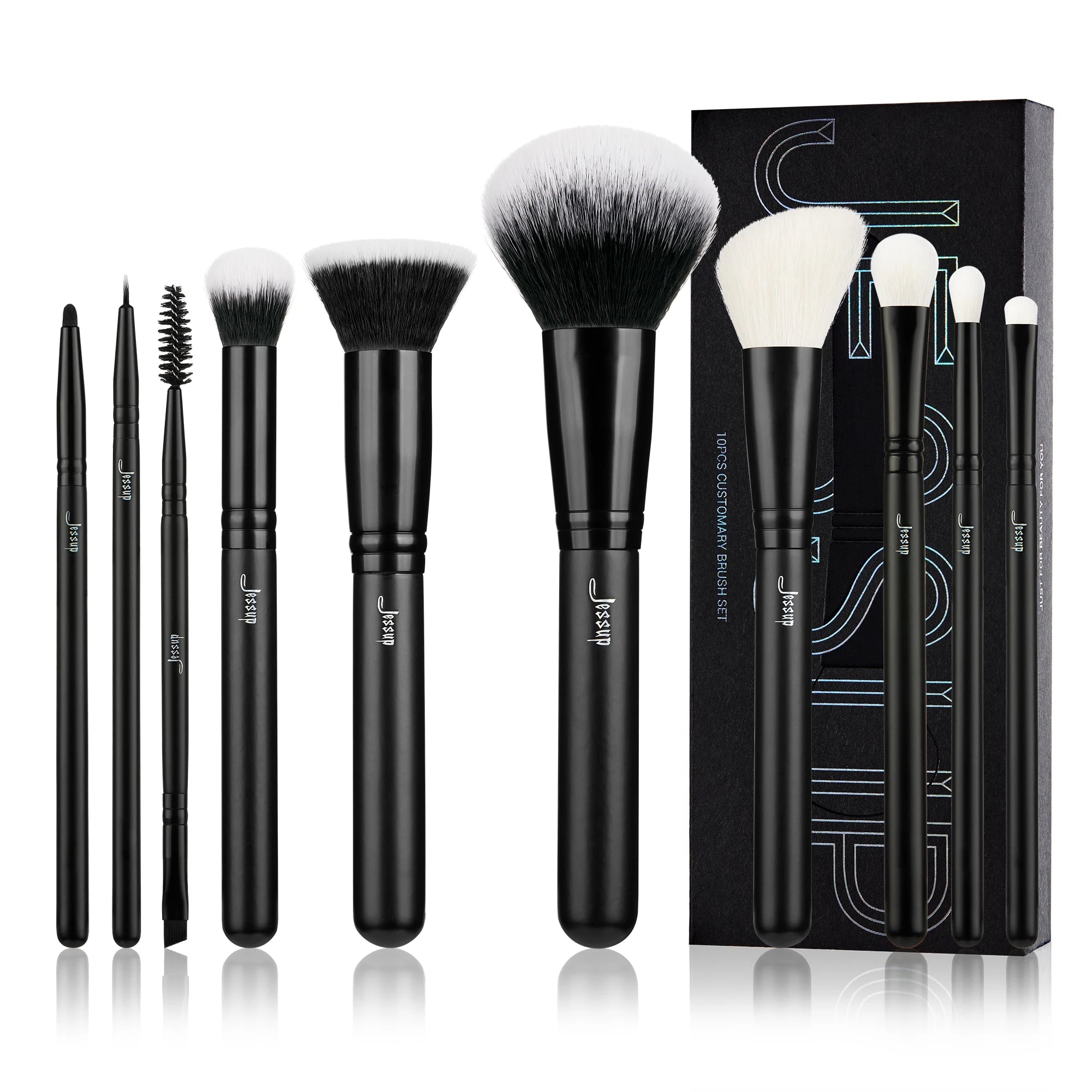 Jessup Makeup Brushes 10-14pc Makeup Brush Set Synthetic Foundation Brush Powder Contour Eyeshadow Liner Blending Highlight T329