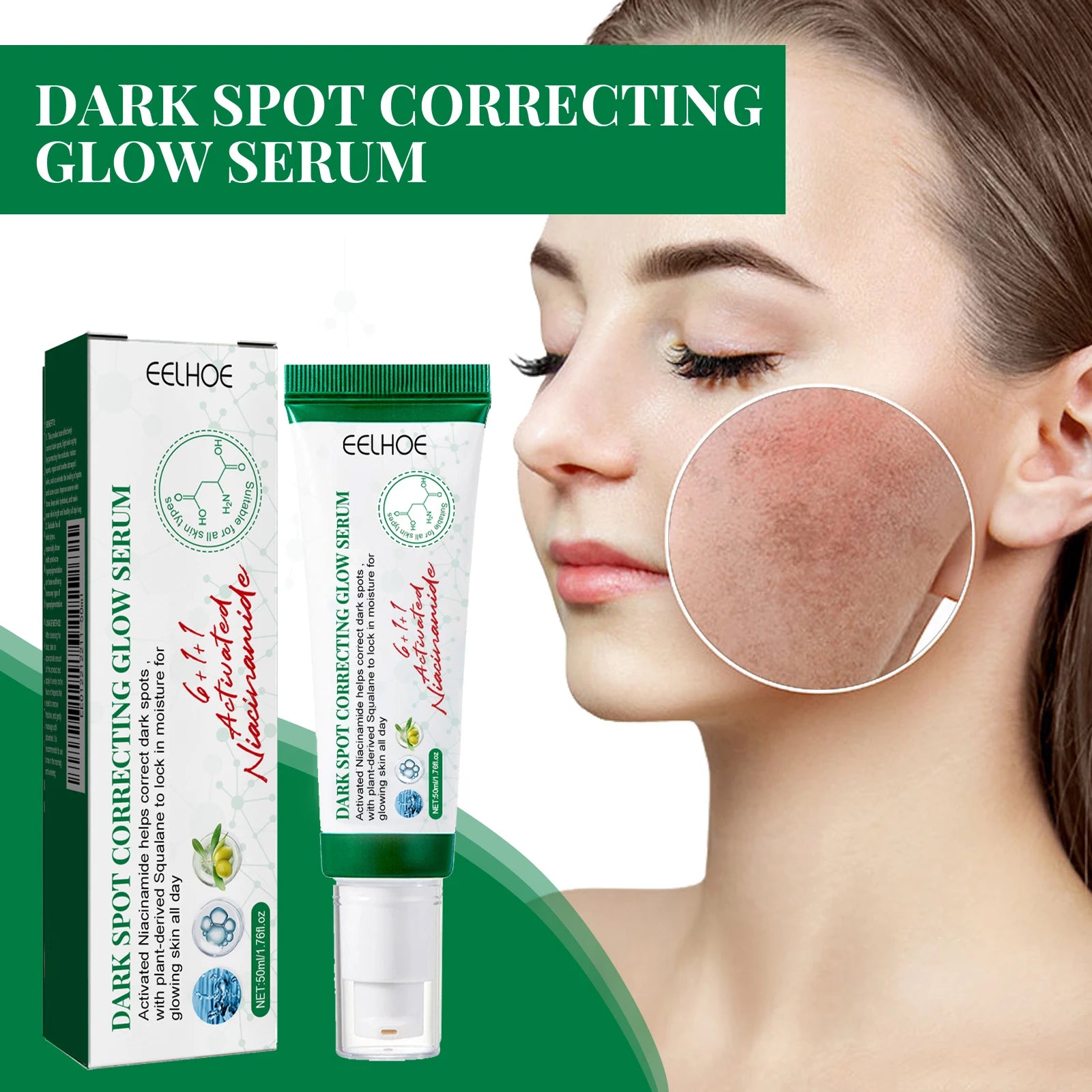 Nicotinamide Dark Spot Corrector Facial Serum Fade Melanin Acne Freckles Removal Brightening Improve Dull Face Care Essence