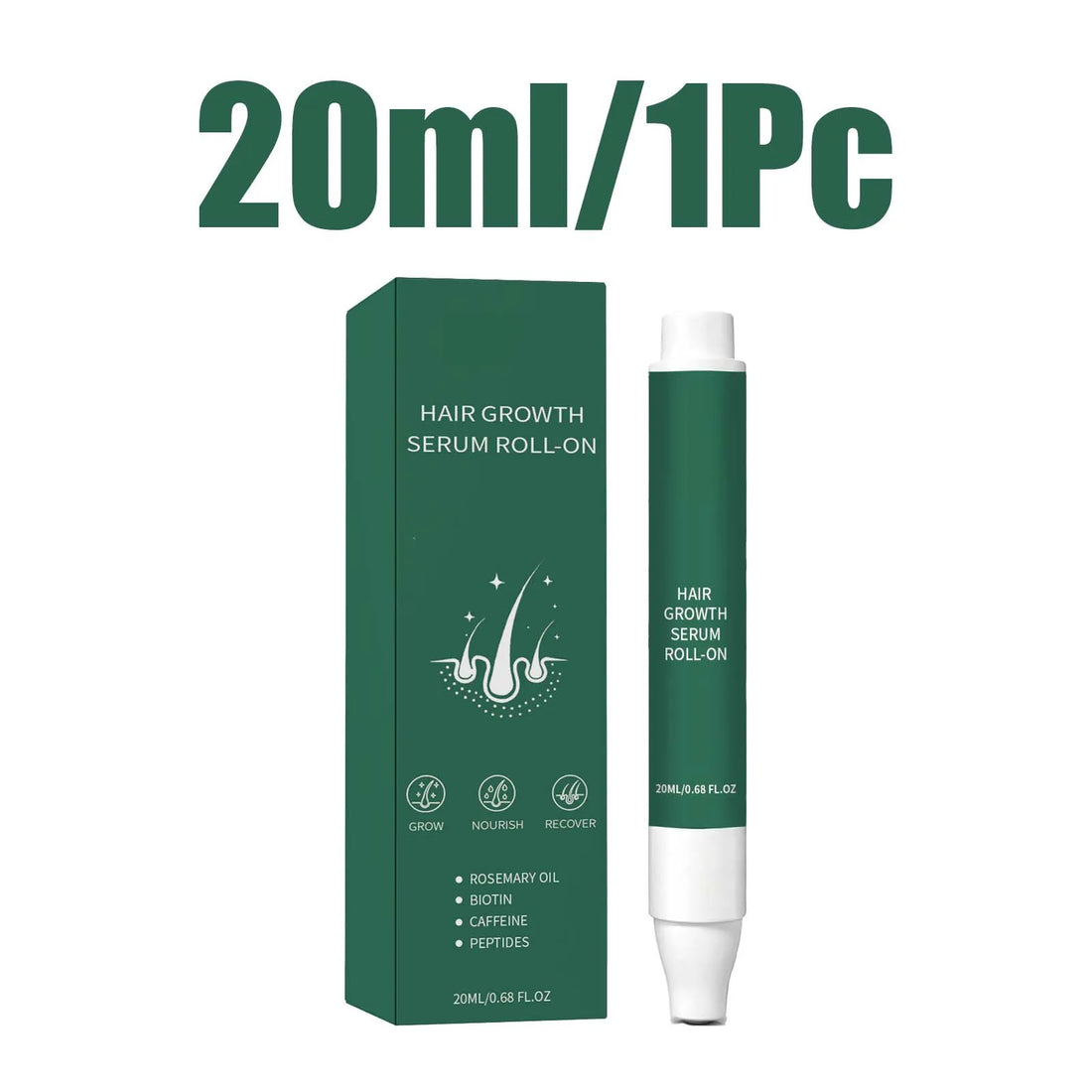 20ml Rosemary Oil Hair Growth Serum Roll-on Biotin Caffeine Peptides Scalp Massager Anti Hair Loss Thinning Treatment Spray