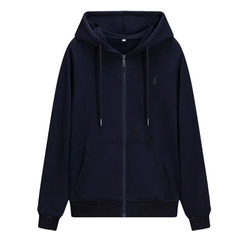 The new autumn and winter casual men's sportswear, fashionable outdoor jogging fitness zipper hoodie and warm sweatshirt