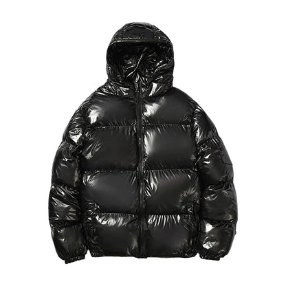 Outdoor Thickened Cotton Down Coats For Men Streetwear Glossy Hooded Warm Bread Down Jacket Casual Cotton Puffer Outwears