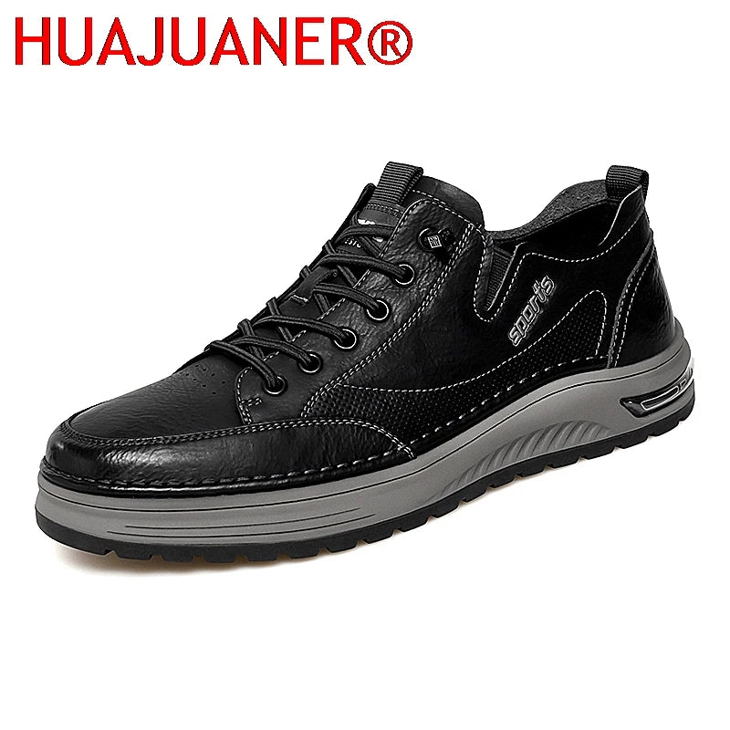 Designer Brand Men Genuine Leather Outdoor Oxford Shoe Antiskid Wear-Resistant Vulcanized Shoe Comfy Casual Lace-Up Running Shoe
