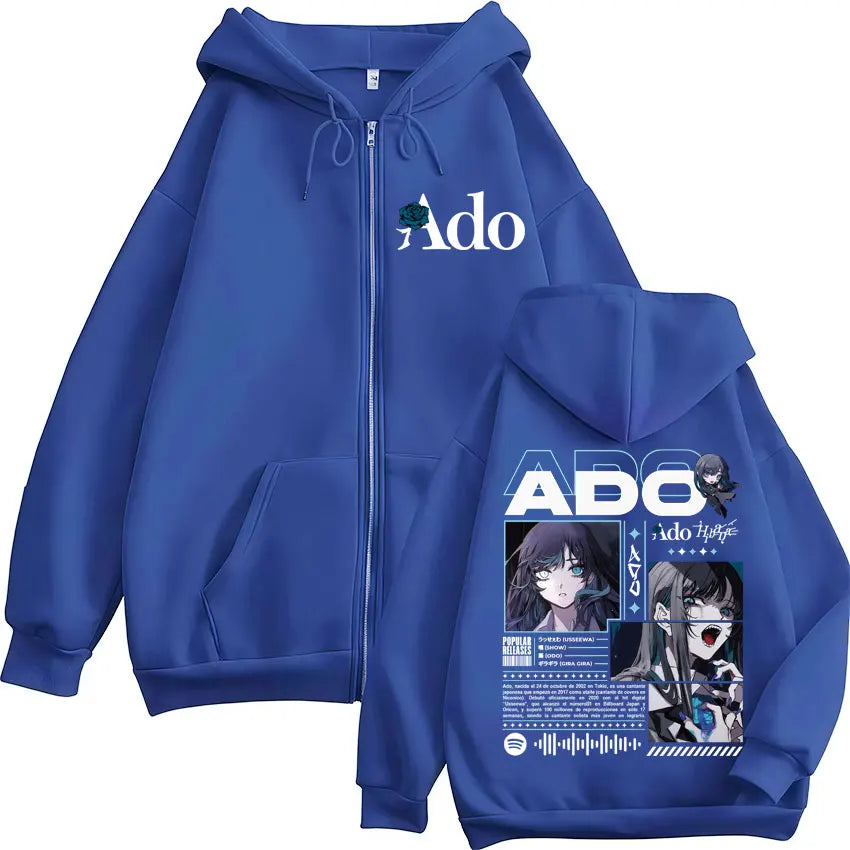 Ado World Tour 2025 Hibana Zipper Hoodies Men Women Clothing Fashion Harajuku Zip Up Sweatshirts Pullover Jacket Coat Streetwear