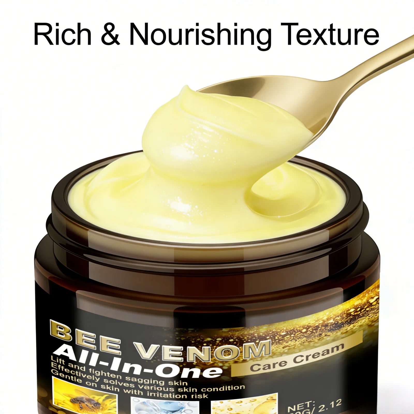 Bee Venom Wrinkle Removal Cream Tighten Skin Elasticity Enhancement Deep Hydration All in One Tea Tree Oil Body Moisturizer 60g
