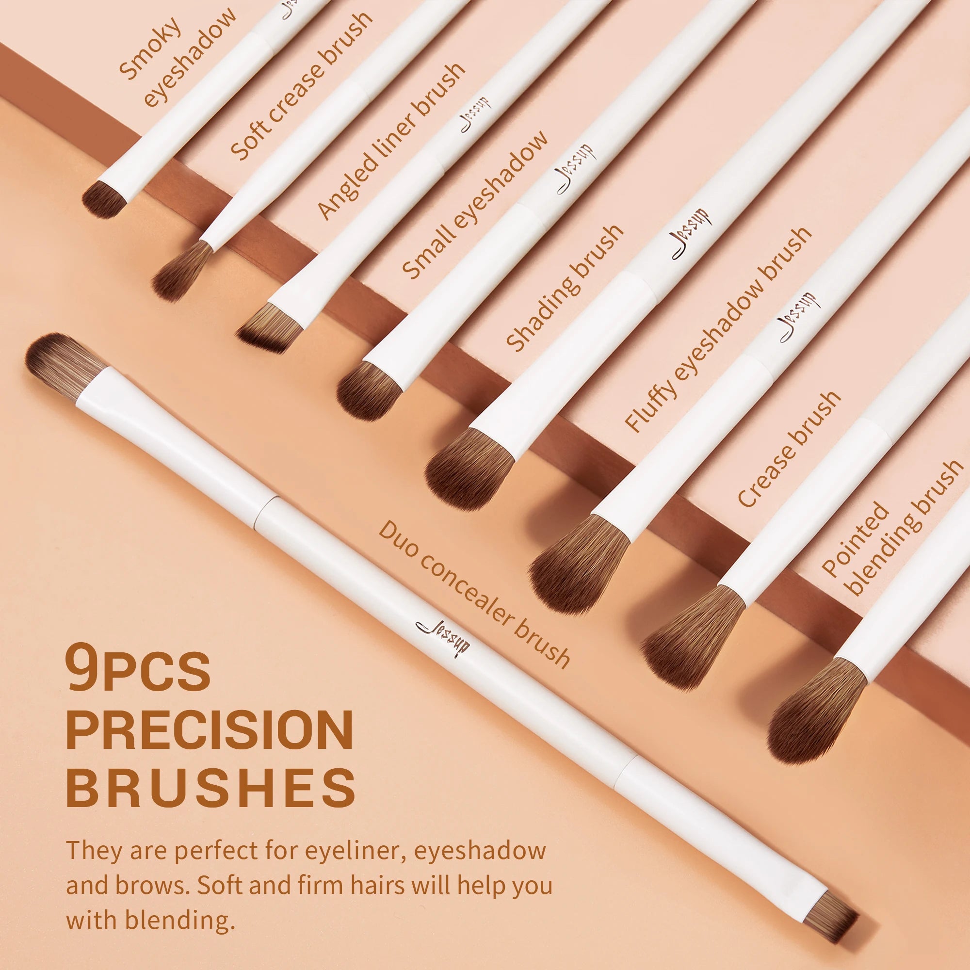 Jessup Makeup Brushes 10-14pc Makeup Brush Set Synthetic Foundation Brush Powder Contour Eyeshadow Liner Blending Highlight T329