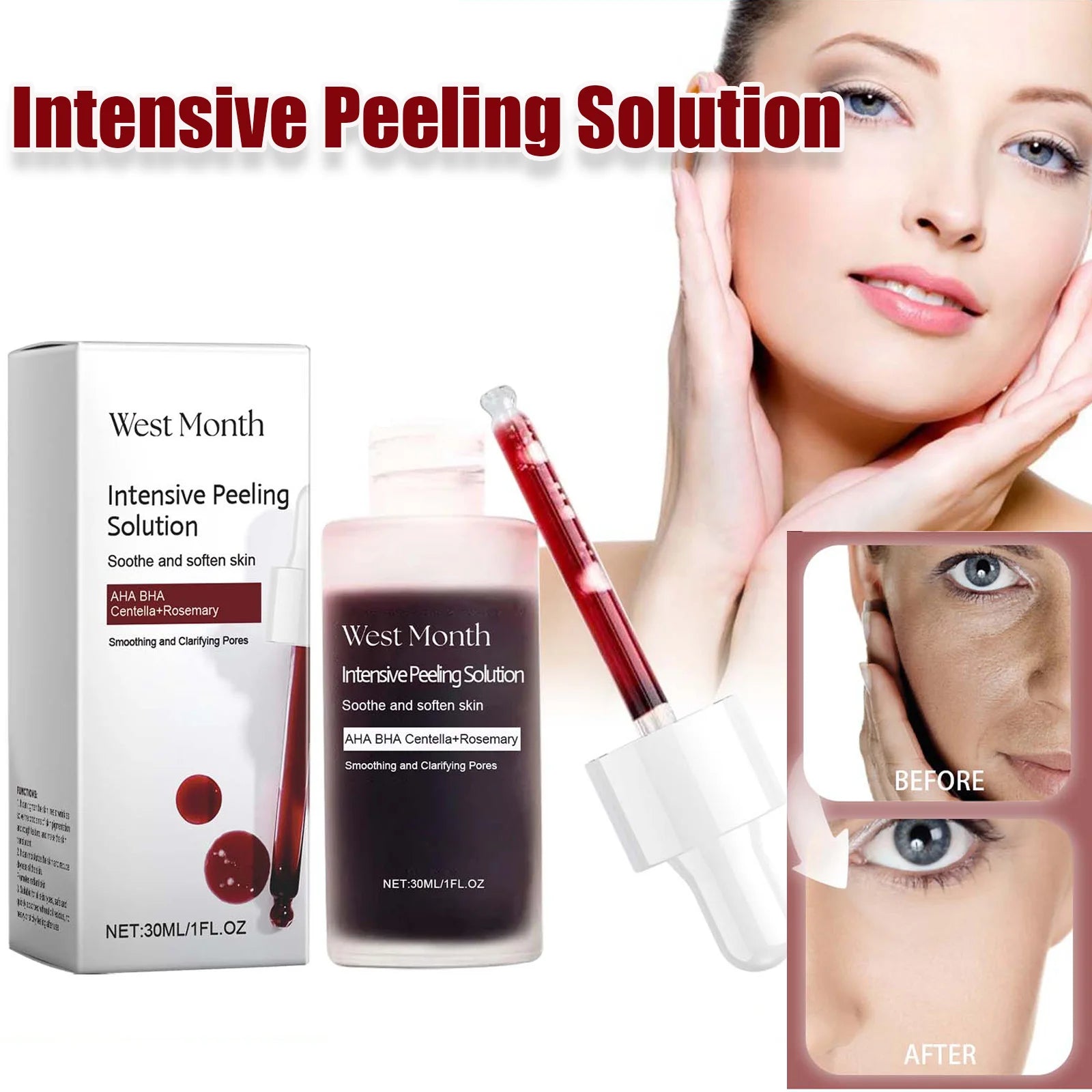 Peeling Face Serum Anti Acne Brightening Exfoliating Shrink Pores Salicylic Acid AHA Serum Reduces Blackheads Smoothing Facial