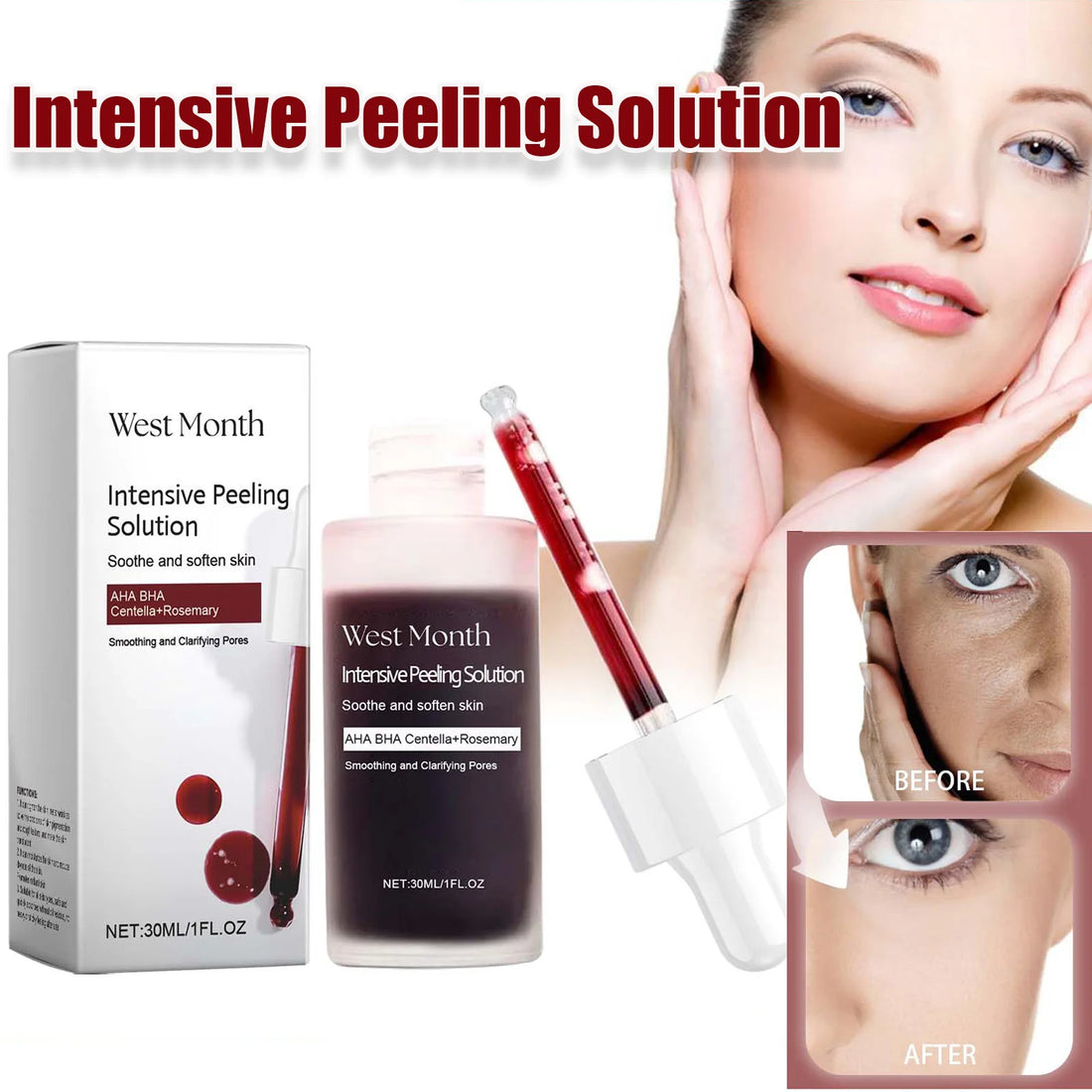 Peeling Face Serum Anti Acne Brightening Exfoliating Shrink Pores Salicylic Acid AHA Serum Reduces Blackheads Smoothing Facial