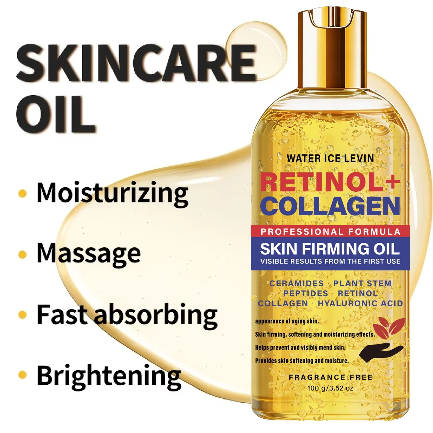 Multi Ingredient Firming Body Oil Retinol Collagen Ceramide Blend Hydrate Dull Uneven Complexion 100g