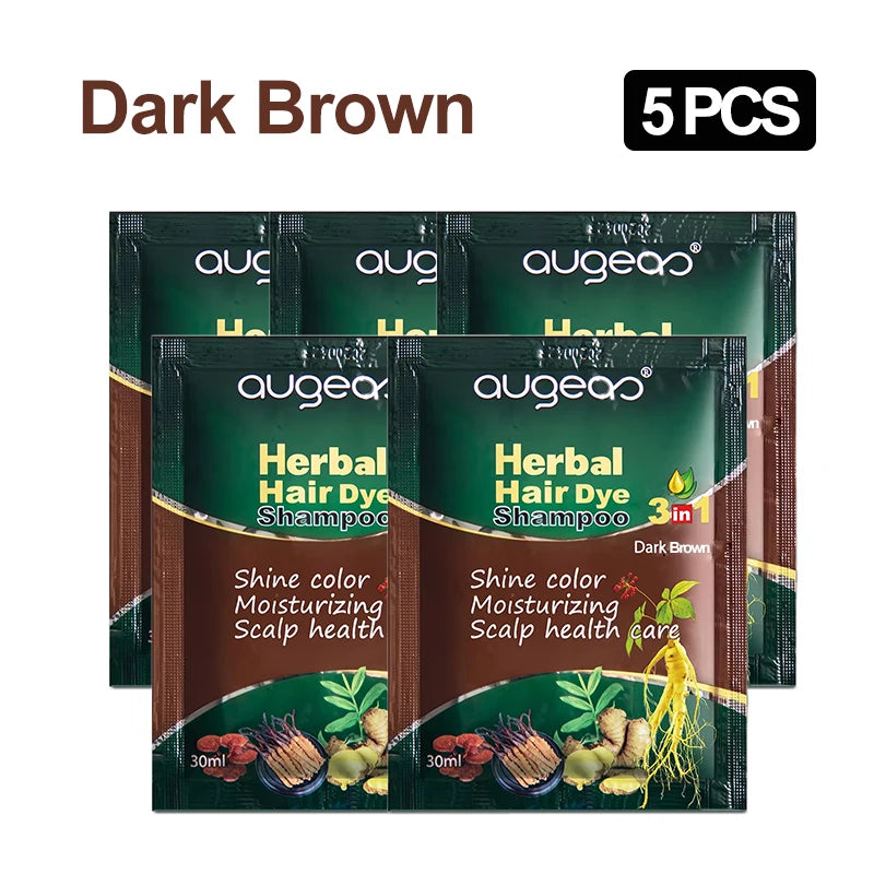 3/5 PCS Hair Dye Shampoo Natural Herbal Plant Fast Dye White Grey Removal Long-lasting Hair Color Products Hair Shampoo 30 ml