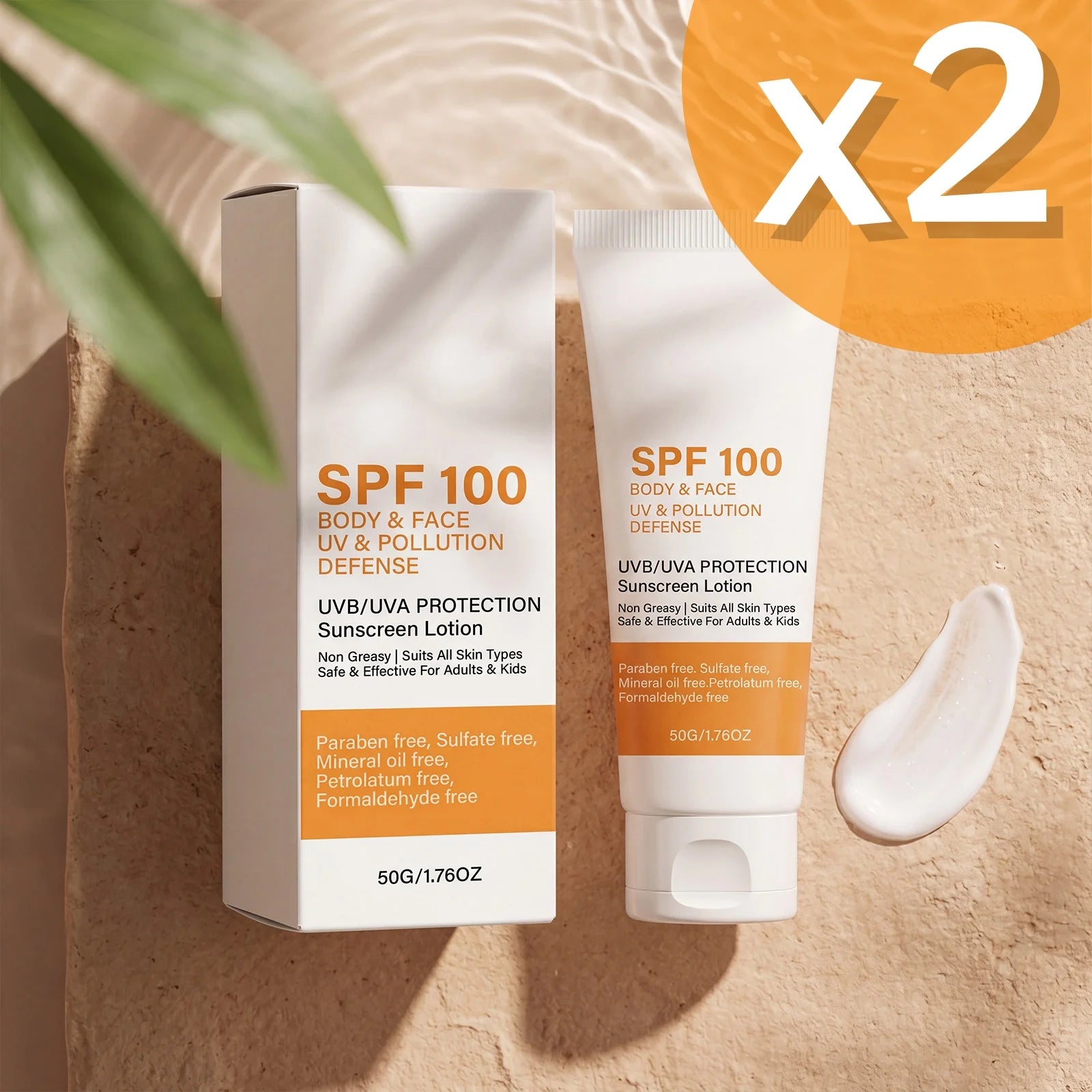 SPF 100 Sunscreen Instant Sun Protect Broad Spectrum UVA & UVB Protection Wateproof Non-Greasy Sunblock For Beach Outdoor Sports