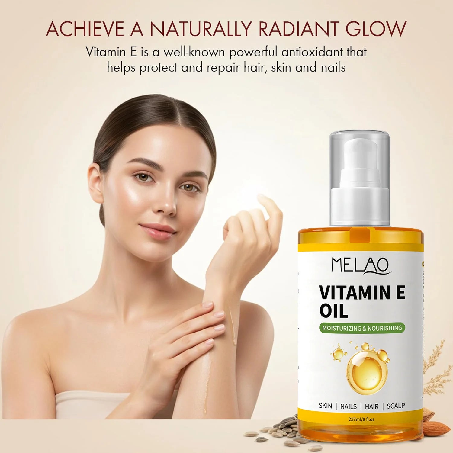 237ml Natural Vitamin E Essential Oil For Massage Skin Care Scraping Shower Face Body Nail Hair Eyelash Universal Daily Care
