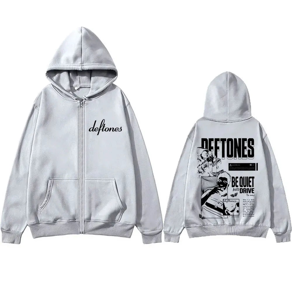 Rock Band Deftones Around The Fur Be Quiet and Drive Print Zipper Hoodie Men Alternative Metal Coat Male Vintage Zip Up Jacket