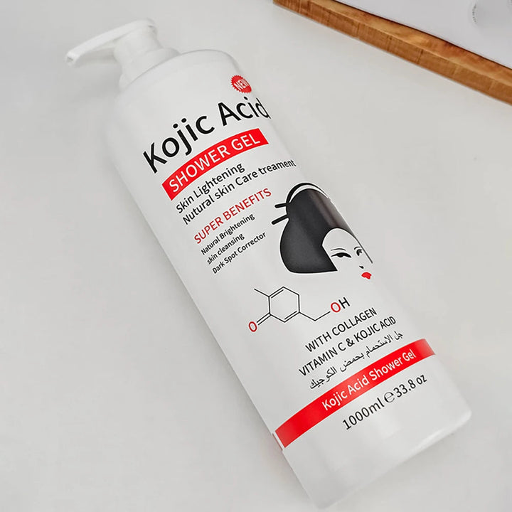 1000ml Kojic Acid Shower Gel Deep Cleansing Brighten Skin Body Wash Skin Whitening Exfoliator Body Care Moisturizing Skincare Halalzen