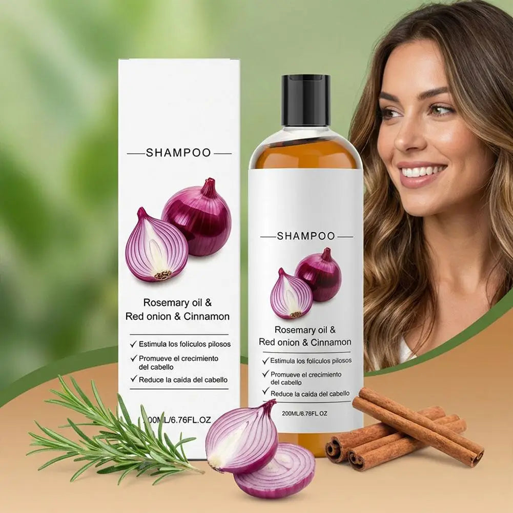 Rosemary Red Onion Cinnamon Shampoo,Anti Hair Loss Treatment for Thicker Stronger Hair, Scalp Nourishing Volumizing Care 200ml
