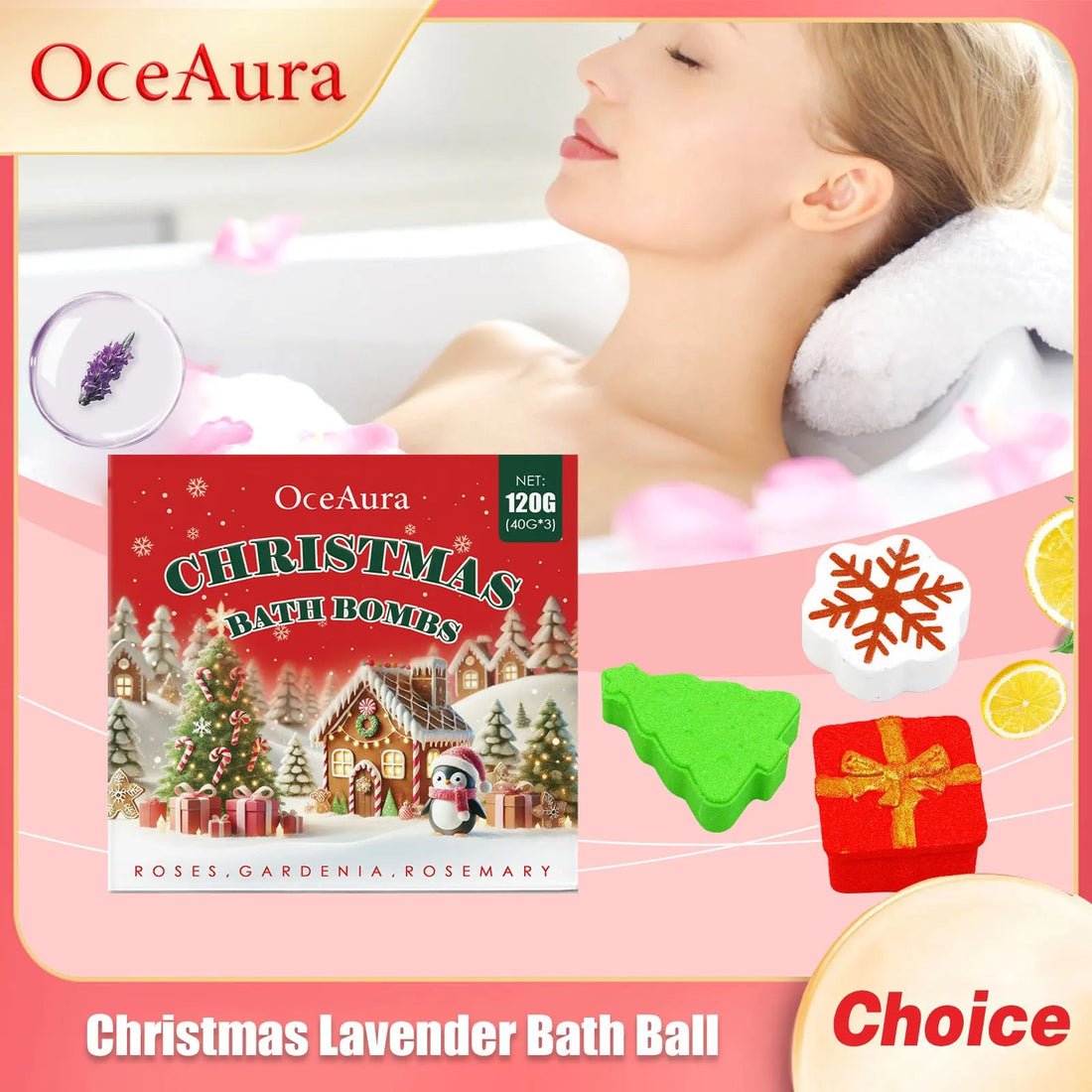 Christmas Lavender Bath Ball Stress Relief Rich Bubble Long Lasting Fragrances Deeply Moisturizing Colorful SPA Gifts Bath Bombs Halalzen