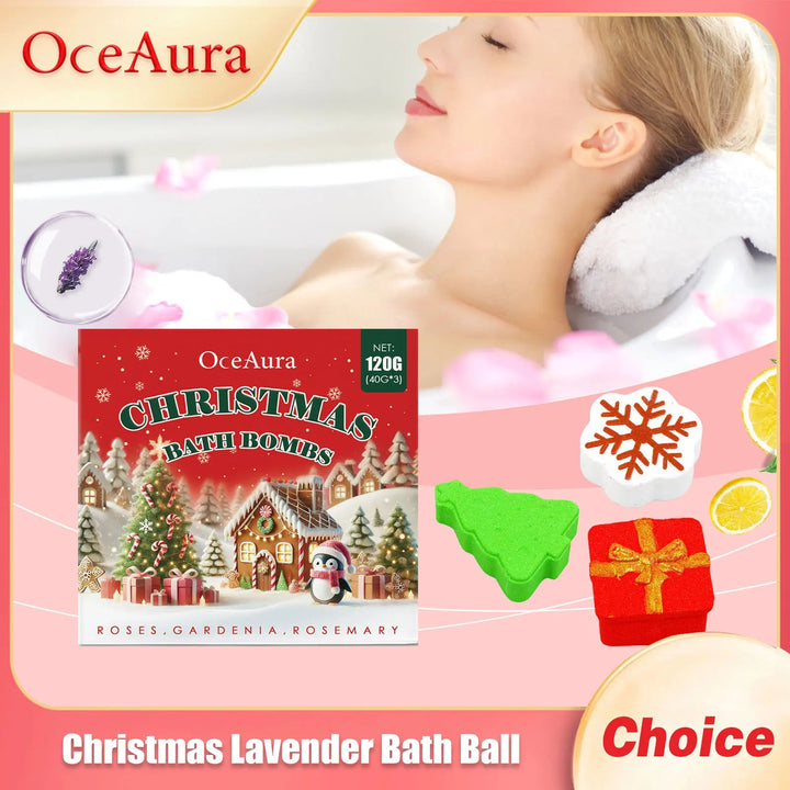 Christmas Lavender Bath Ball Stress Relief Rich Bubble Long Lasting Fragrances Deeply Moisturizing Colorful SPA Gifts Bath Bombs Halalzen