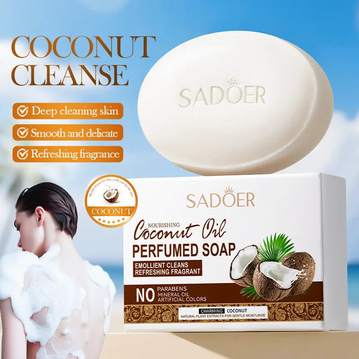 SADOER Coconut Facial Soap  Whitening Moisturizing Deep Cleansing Body Face Wash Foam Facial Cleanser Handmade Soap Skin Care Halalzen