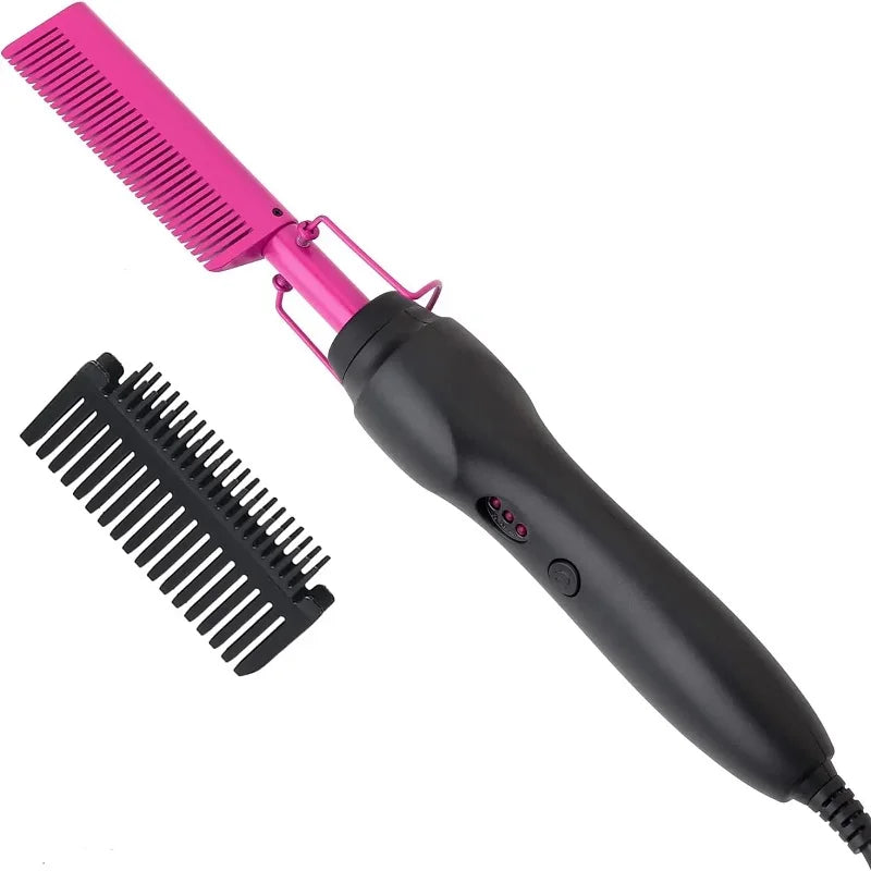 Electric Ceramic Hot Comb Hair Straightener Heat Pressing Anti-Scald Flat Iron for Wigs Beard Styling Tool
