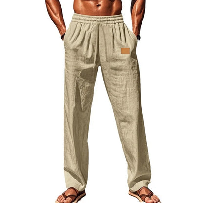 Men s Comfortable Elastic Waist Drawstring Pants with Loose Fit and Breathable Fabric Perfect for Casual Wear on the Beach or