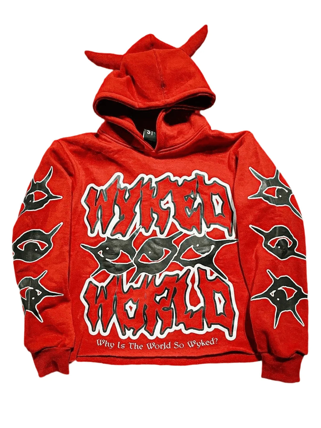 Harajuku Y2K Hoodie with Horn Hat for Men Funny Printed Casual Top