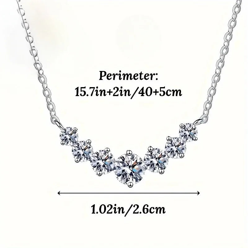 Princess Cut Cubic Zirconia Smile Necklace - Italian Waterproof Unisex Jewelry