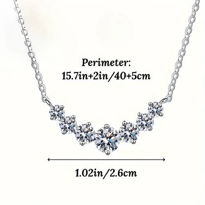 Princess Cut Cubic Zirconia Smile Necklace - Italian Waterproof Unisex Jewelry