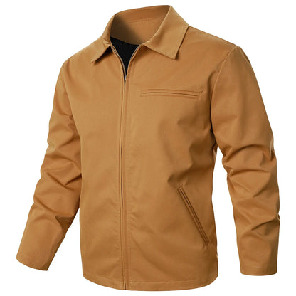 Men's Jacket Solid Color With Zipper Windproof Fashion Men's Coat Outdoor Sports Street Casual Style Men's Top Jacket Men's Coat