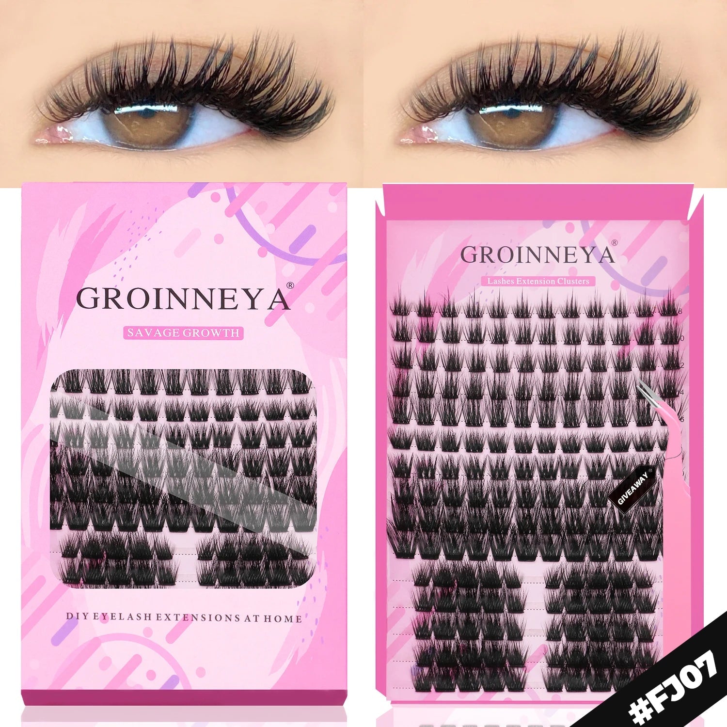 GROINNEYA DIY Lashes Extension Kit Individual Lashes Clusters Faux Mink Eyelash Extension Mix set with Lash Natural Look Makeup Halalzen