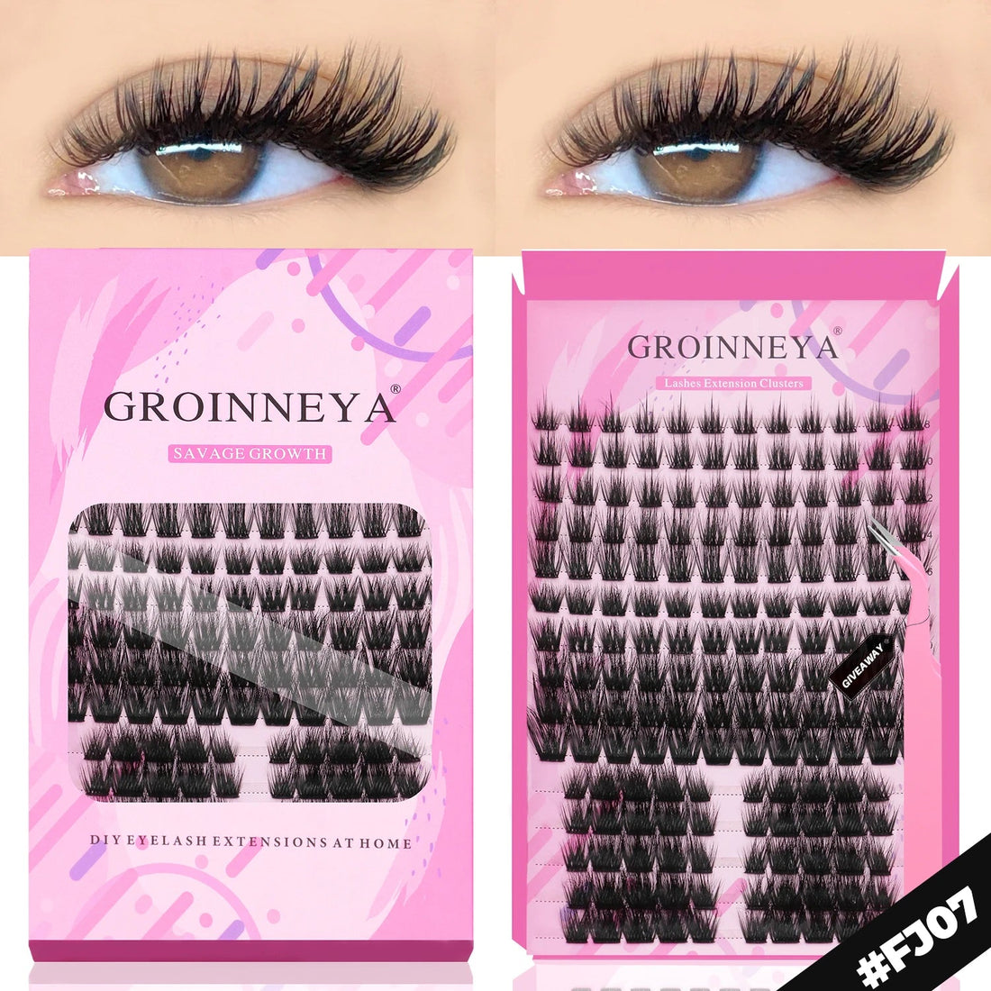 GROINNEYA DIY Lashes Extension Kit Individual Lashes Clusters Faux Mink Eyelash Extension Mix set with Lash Natural Look Makeup Halalzen